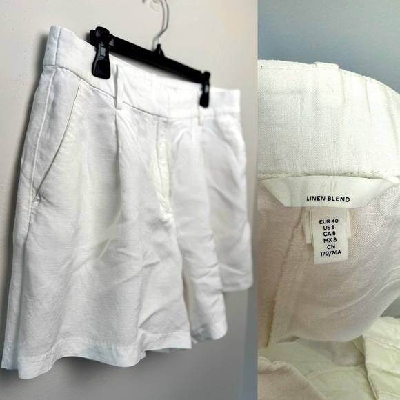 H&M Pants - H&M LINEN-BLEND WHITE SHORTS SIZE 8
